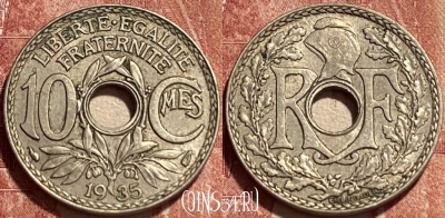 Франция 10 сантимов 1935 года, KM# 866a, 381q-018 ♛
