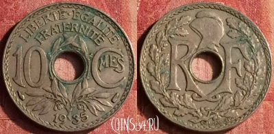 Франция 10 сантимов 1935 года, KM# 866a, 399-040