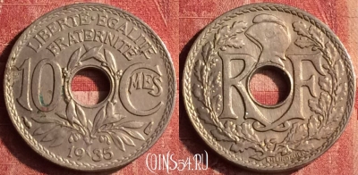 Франция 10 сантимов 1935 года, KM# 866a, 399-085