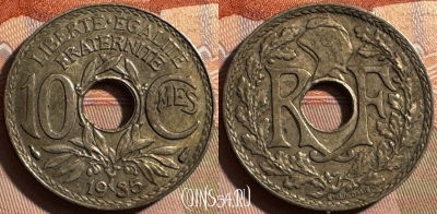 Франция 10 сантимов 1935 года, KM# 866a, 400s-109 ♛