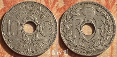 Франция 10 сантимов 1935 года, KM# 866a, 447o-117