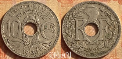 Франция 10 сантимов 1935 года, KM# 866a, 451o-029