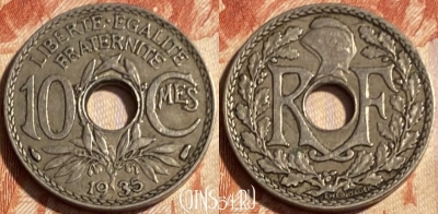 Франция 10 сантимов 1935 года, KM# 866a, 500р-138 ♛