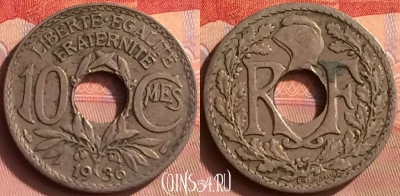 Франция 10 сантимов 1936 года, KM# 866a, 394o-143