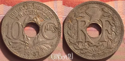 Франция 10 сантимов 1937 года, KM# 866a, 079o-127