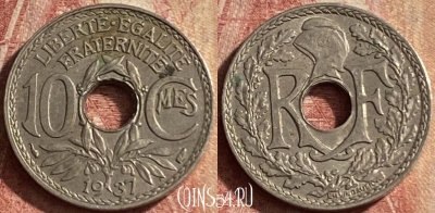 Франция 10 сантимов 1937 года, KM# 866a, 148p-114
