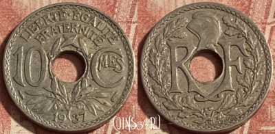 Франция 10 сантимов 1937 года, KM# 866a, 272p-103