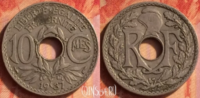 Франция 10 сантимов 1937 года, KM# 866a, 435o-139