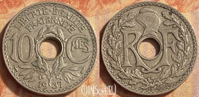 Франция 10 сантимов 1937 года, KM# 866a, 451o-024