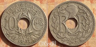 Франция 10 сантимов 1937 года, KM# 866a, 451o-028