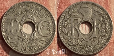 Франция 10 сантимов 1938 года, KM# 866a, 232q-011 ♛
