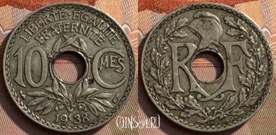 Франция 10 сантимов 1938 года, KM# 866a, 274s-115 ♛