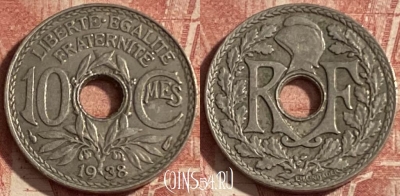 Франция 10 сантимов 1938 года, KM# 866a, 286p-081 ♛