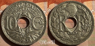 Франция 10 сантимов 1938 года, KM# 866a, 353s-081 ♛