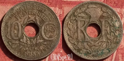 Франция 10 сантимов 1938 года, KM# 866a, 357o-056