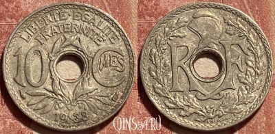 Франция 10 сантимов 1938 года, KM# 866a, 461q-334 ♛