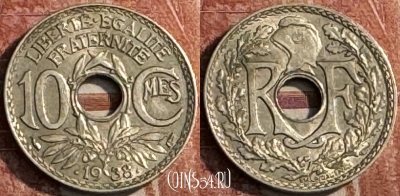 Франция 10 сантимов 1938 года, KM# 889, 121s-020