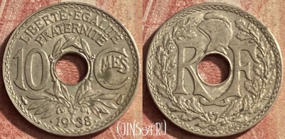 Франция 10 сантимов 1938 года, KM# 889, 142p-102 ♛