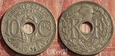 Франция 10 сантимов 1938 года, KM# 889, 217q-143