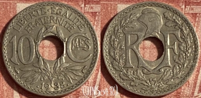 Франция 10 сантимов 1938 года, KM# 889, 248p-078 ♛