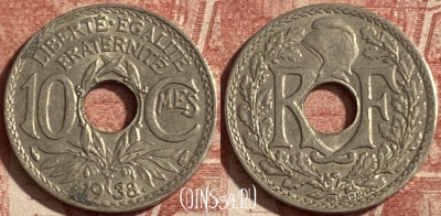 Франция 10 сантимов 1938 года, KM# 889, 286p-102 ♛