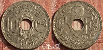 Франция 10 сантимов 1939 года, KM# 889, 206q-136 ♛