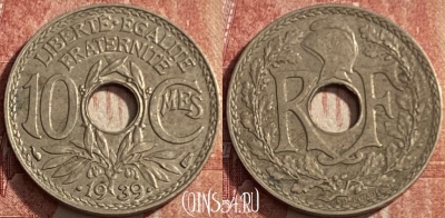 Франция 10 сантимов 1939 года, KM# 889, 216q-001 ♛