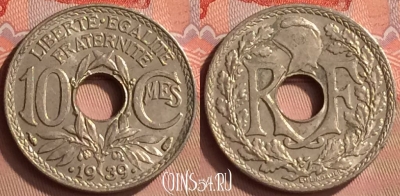 Франция 10 сантимов 1939 года, KM# 889, 244m-181