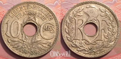 Франция 10 сантимов 1939 года, KM# 889, 249-026