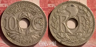 Франция 10 сантимов 1939 года, KM# 889, 276m-050