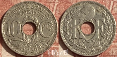Франция 10 сантимов 1939 года, KM# 889, 286p-116 ♛