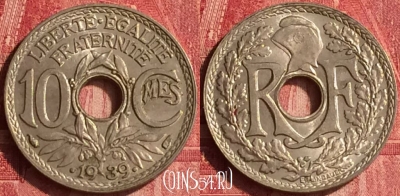 Франция 10 сантимов 1939 года, KM# 889, 344o-099