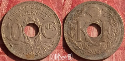 Франция 10 сантимов 1939 года, KM# 889, 344o-107