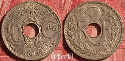 Франция 10 сантимов 1939 года, KM# 889, 344o-140