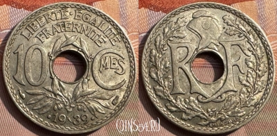 Франция 10 сантимов 1939 года, KM# 889, 345s-039