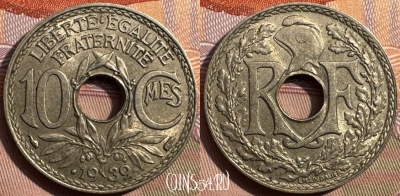 Франция 10 сантимов 1939 года, KM# 889, 346s-019