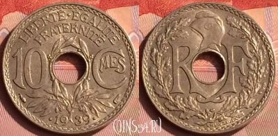 Франция 10 сантимов 1939 года, KM# 889, 392o-134 ♛