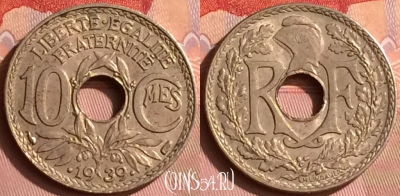 Франция 10 сантимов 1939 года, KM# 889, 393o-007