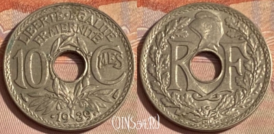 Франция 10 сантимов 1939 года, KM# 889, 397p-018 ♛