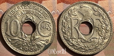 Франция 10 сантимов 1939 года, KM# 889, 402s-009
