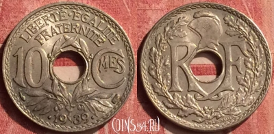 Франция 10 сантимов 1939 года, KM# 889, 408-140
