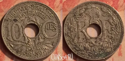 Франция 10 сантимов 1939 года, KM# 889, 415-033