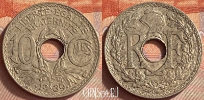 Франция 10 сантимов 1939 года, KM# 889, 417o-005