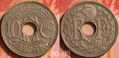 Франция 10 сантимов 1939 года, KM# 889, 435o-063