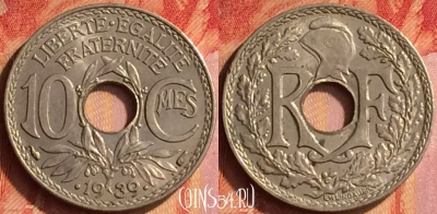 Франция 10 сантимов 1939 года, KM# 889, 436o-070