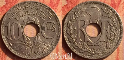 Франция 10 сантимов 1939 года, KM# 889, 440o-051