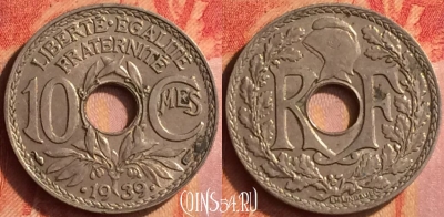 Франция 10 сантимов 1939 года, KM# 889, 440o-056