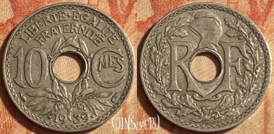 Франция 10 сантимов 1939 года, KM# 889, 446o-095