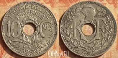 Франция 10 сантимов 1939 года, KM# 889, 451o-020