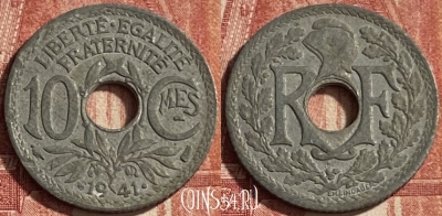 Франция 10 сантимов 1941 года, KM# 895, 068p-071
